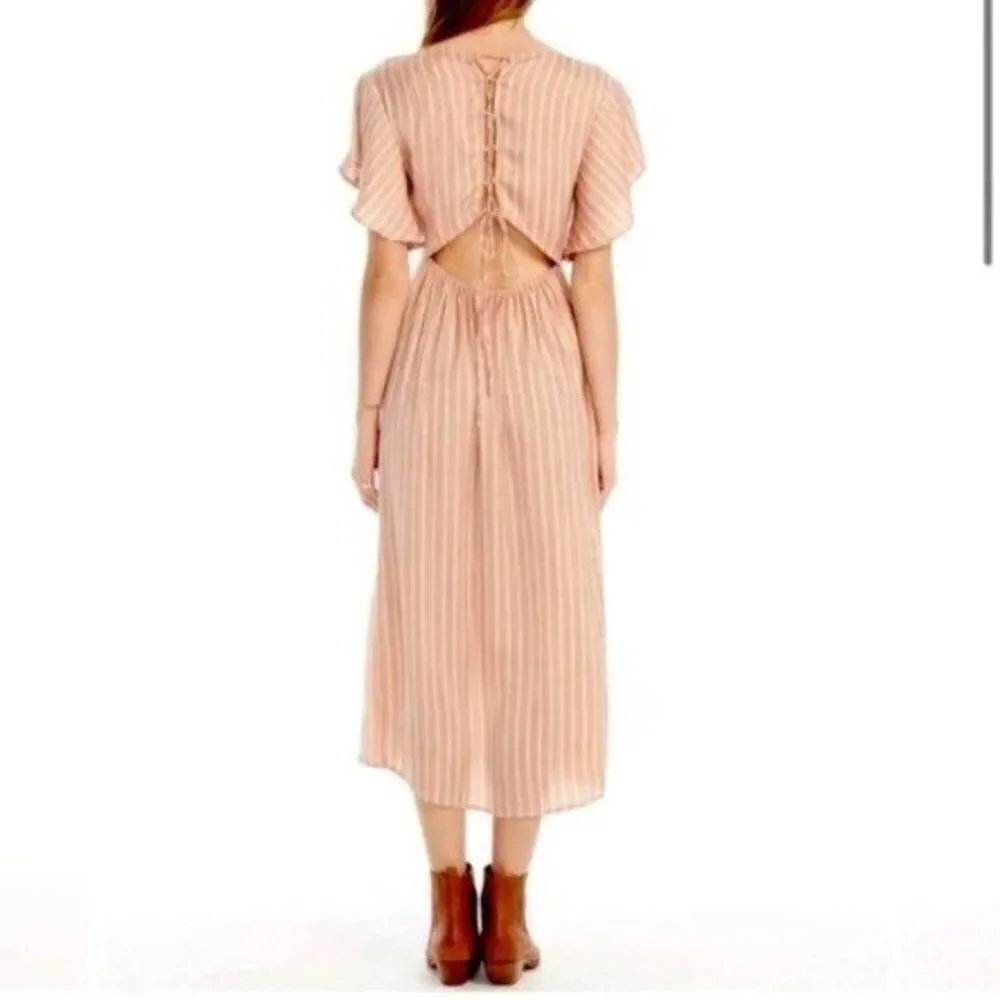 Saltwater Luxe Striped Angel Sleeve Midi Dress Size XS - Picture 2 of 15